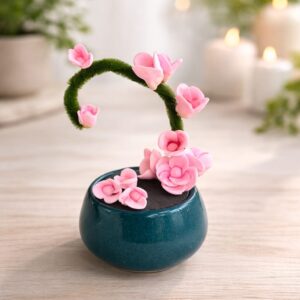 Handcrafted Mini Pink Blossom Tabletop Décor with Ceramic Vase