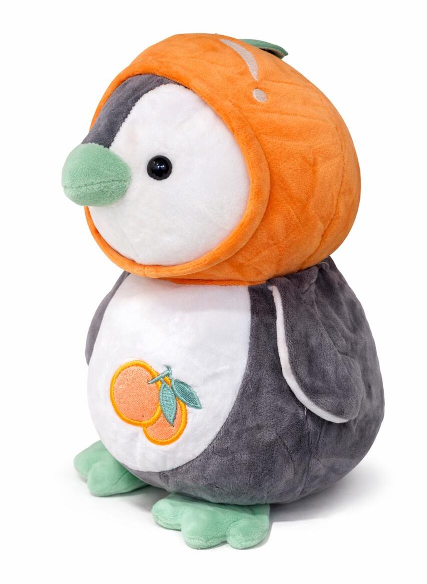 Cute Penguin Soft Toy with Orange Hoodie – Plush Cuddle Toy