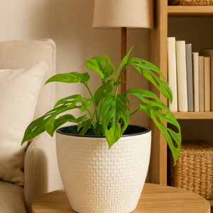 Monstera Adansonii Plant in Textured Plastic Planter