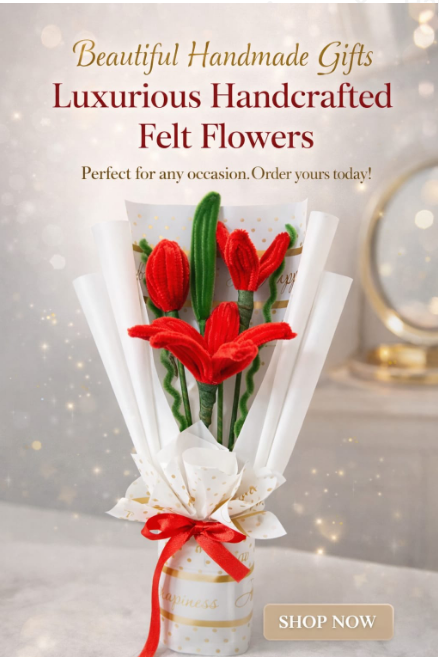 Handmade Felt Flower Bouquet – Premium Gift Decor