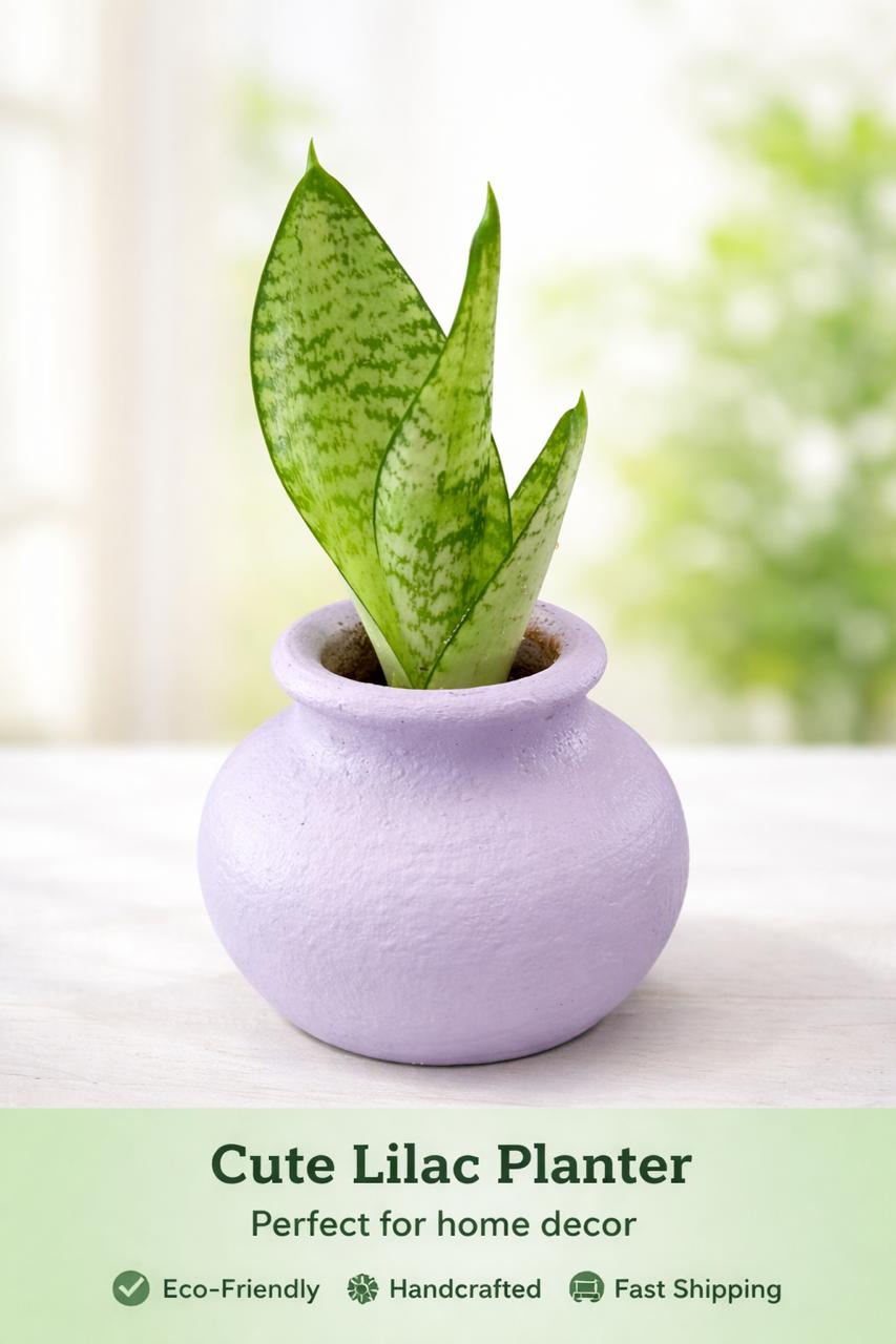 Cute Lilac Planter – Eco-Friendly Handcrafted Pot for Stylish Home Décor
